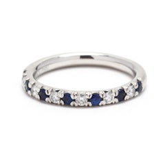 Retro Sapphire Diamond Wedding Band, Platinum, Sapphire