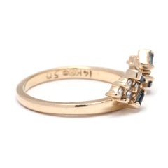 Sapphire Diamond Wedding Ring Wrap, 14K Yellow Gold, Diamond Sapphire Cluster