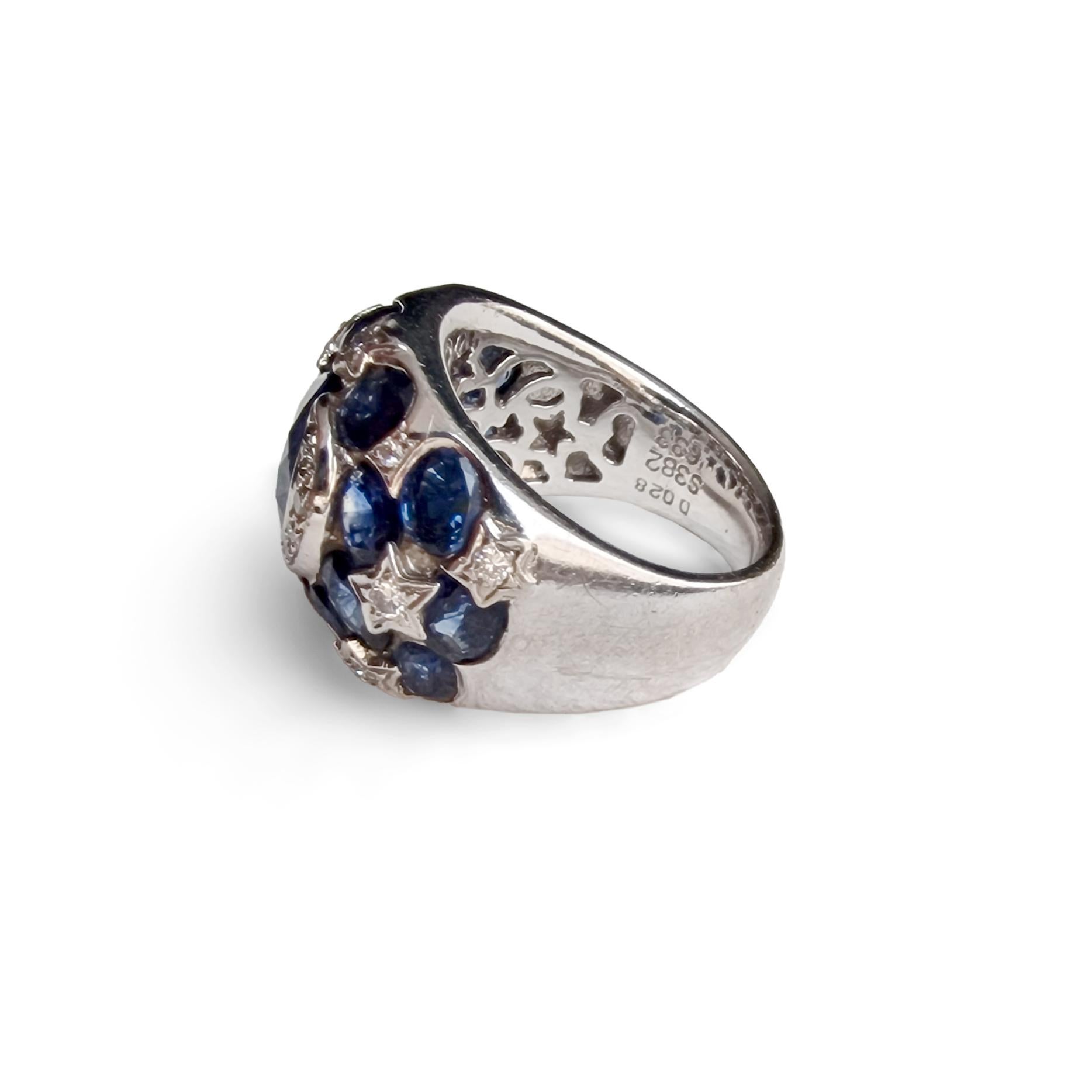 Sapphire Diamond White Gold 18k Ring For Sale 2