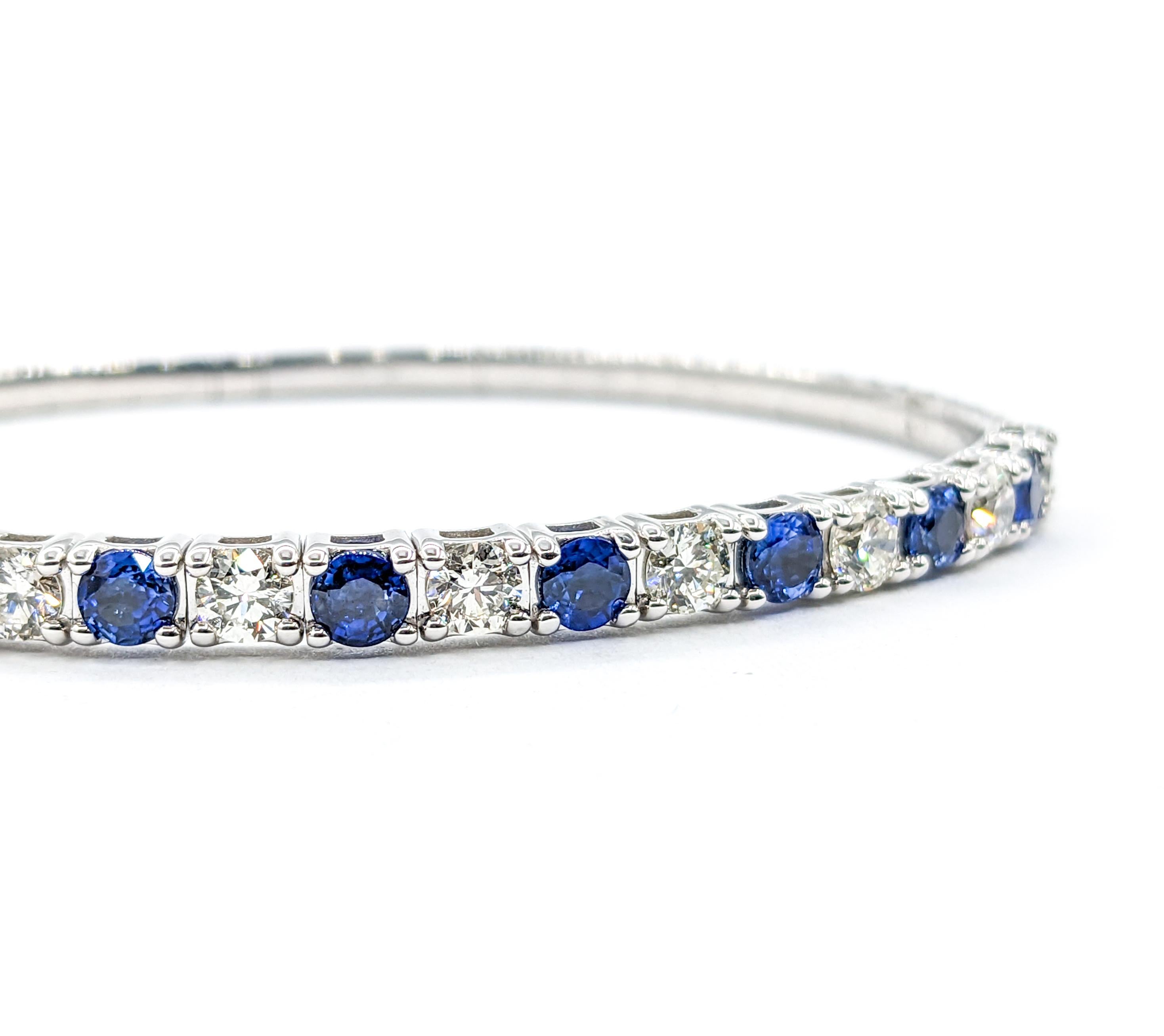 Sapphire & Diamond White Gold Bangle Bracelet For Sale 2