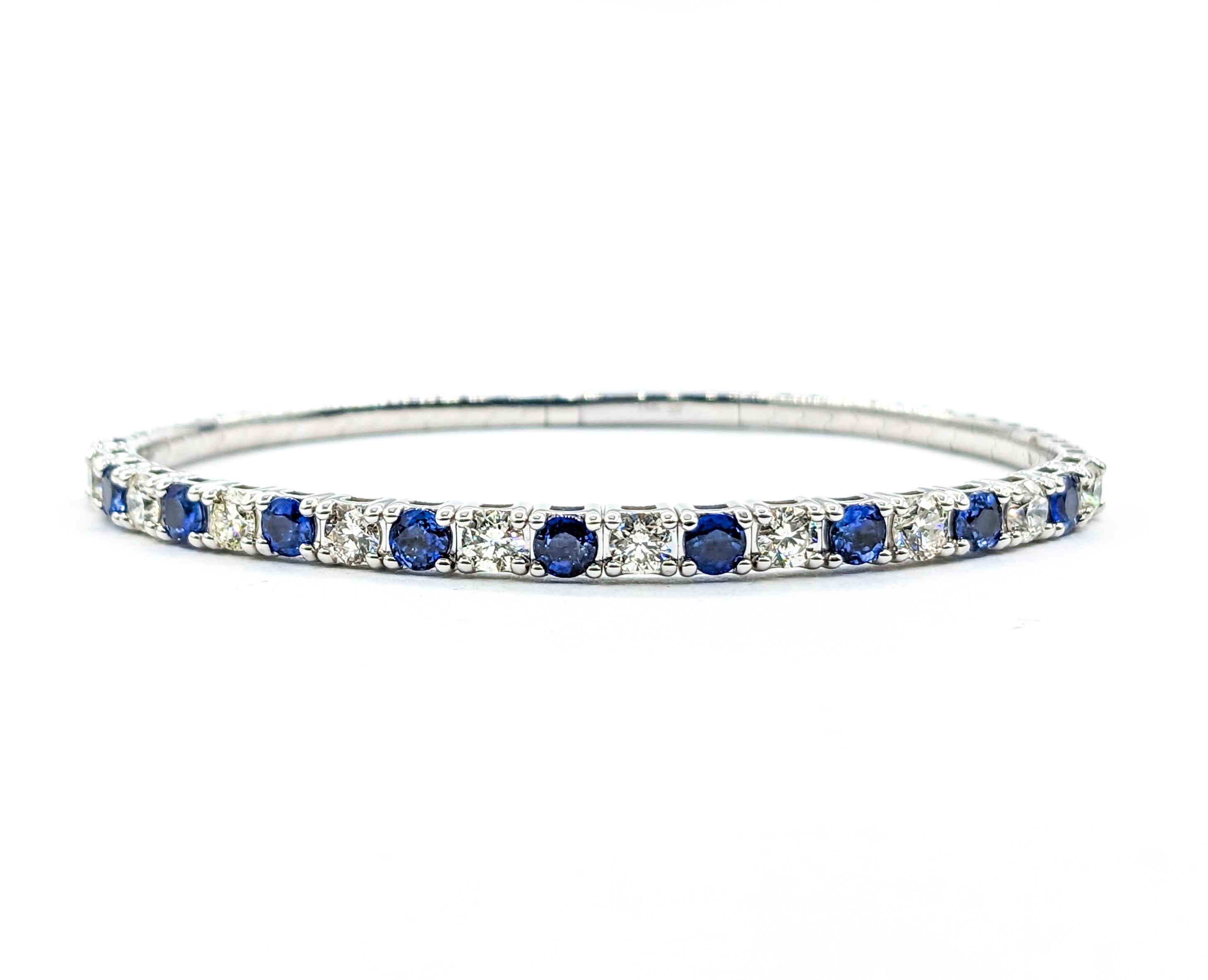Sapphire & Diamond White Gold Bangle Bracelet For Sale 3
