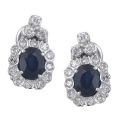 Sapphire Diamond White Gold Earrings