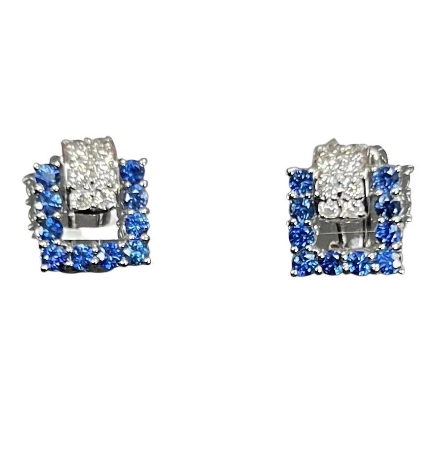 Women's Sapphire Diamond White Gold Earrings