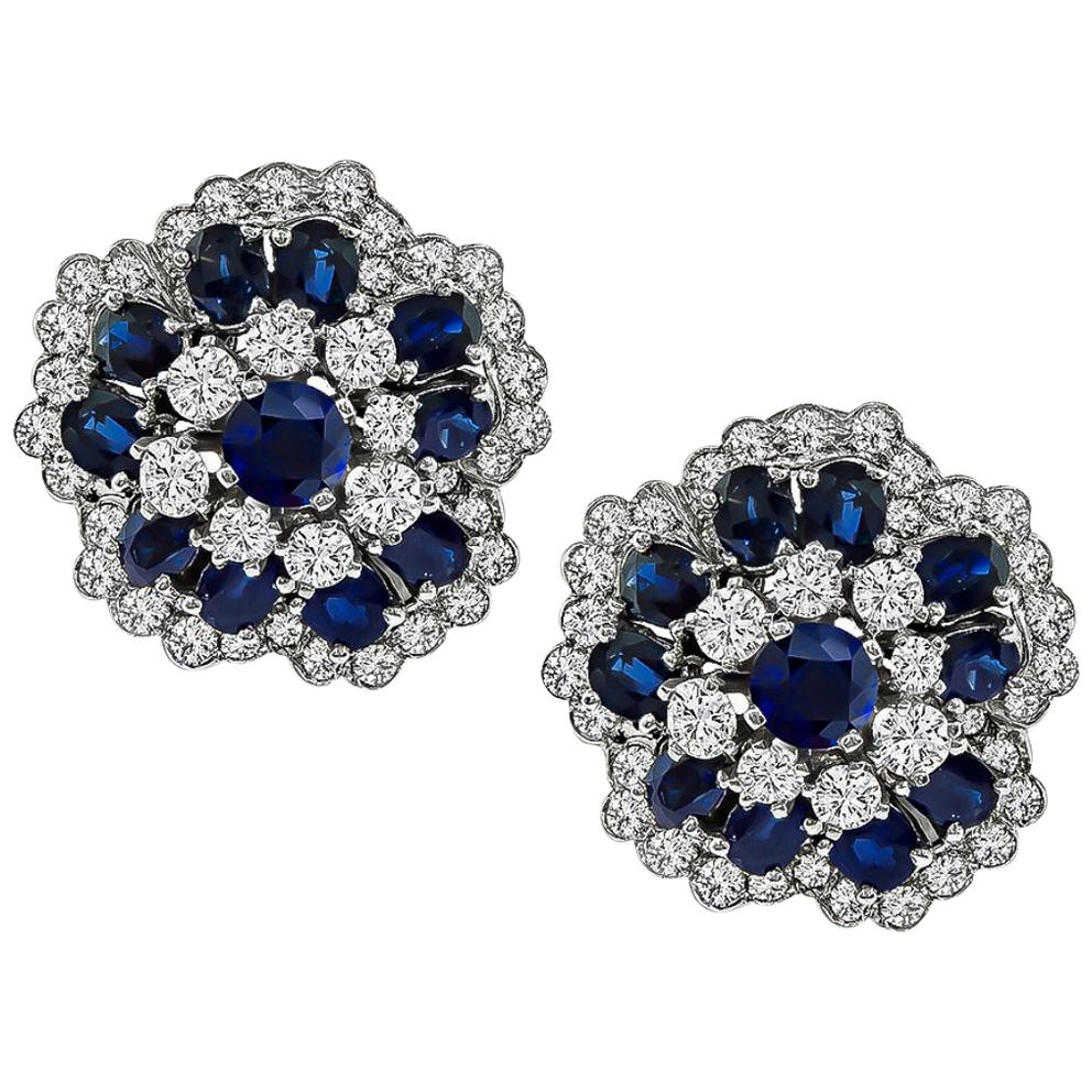 Sapphire Diamond White Gold Earrings