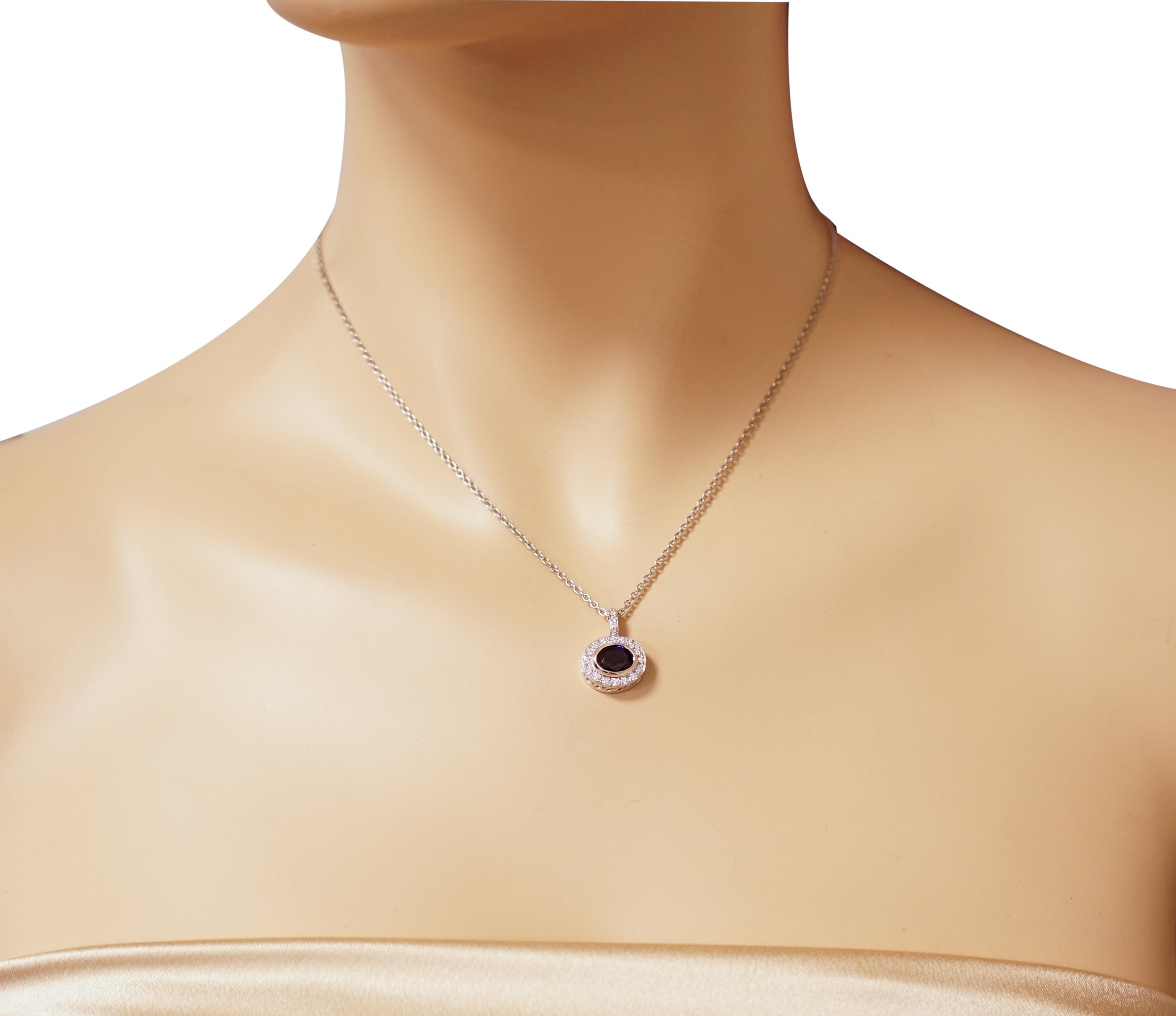 Contemporary Sapphire and Diamond White Gold Pendant