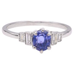 Vintage Sapphire Diamond White Gold Ring