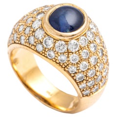 Sapphire Diamond Yellow Gold 18k Ring