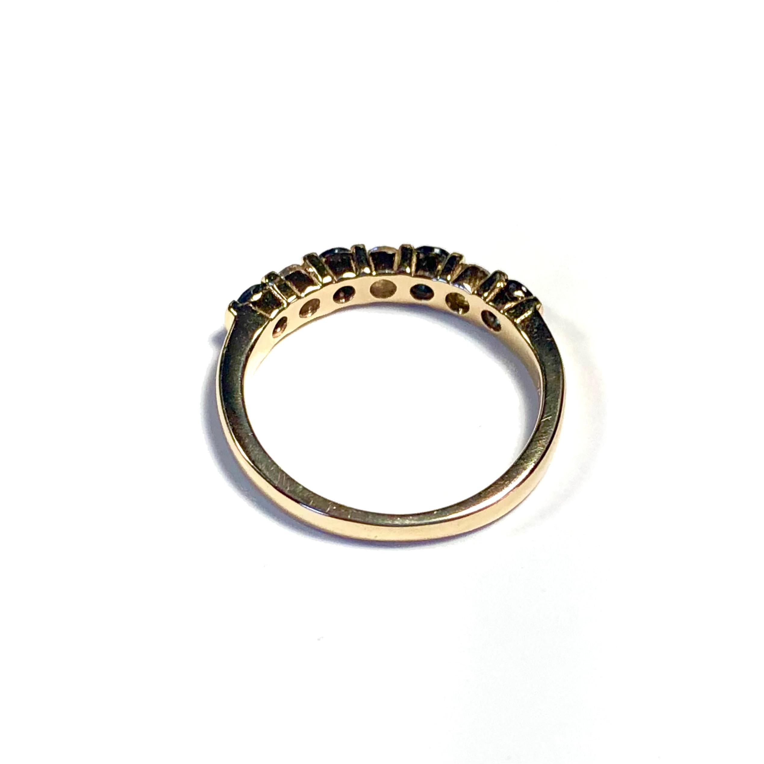 Sapphire Diamond Yellow Gold Wedding Band Ring 1