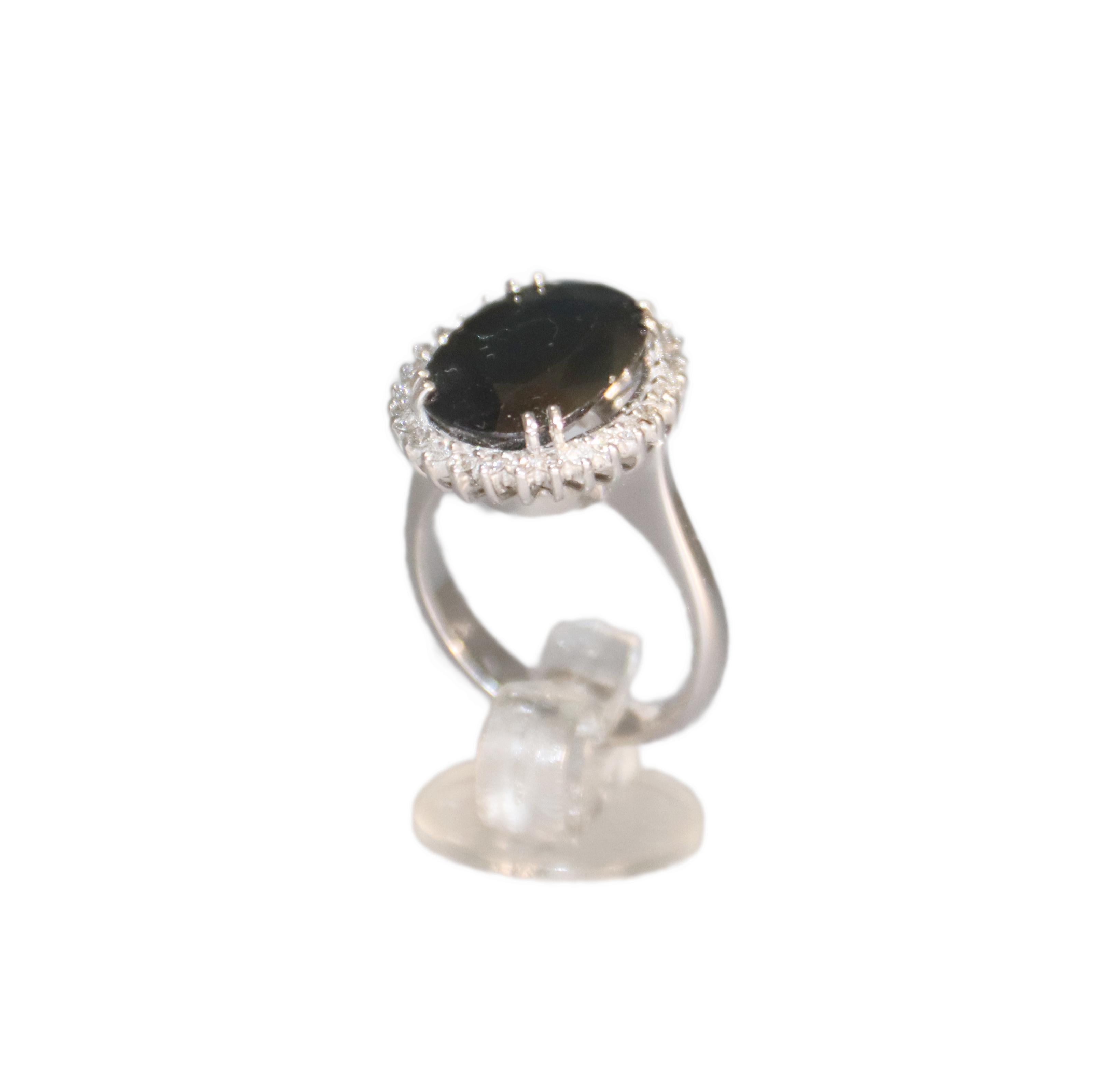 Sapphire Diamonds 18 Karat White Gold Cocktail Ring For Sale 6
