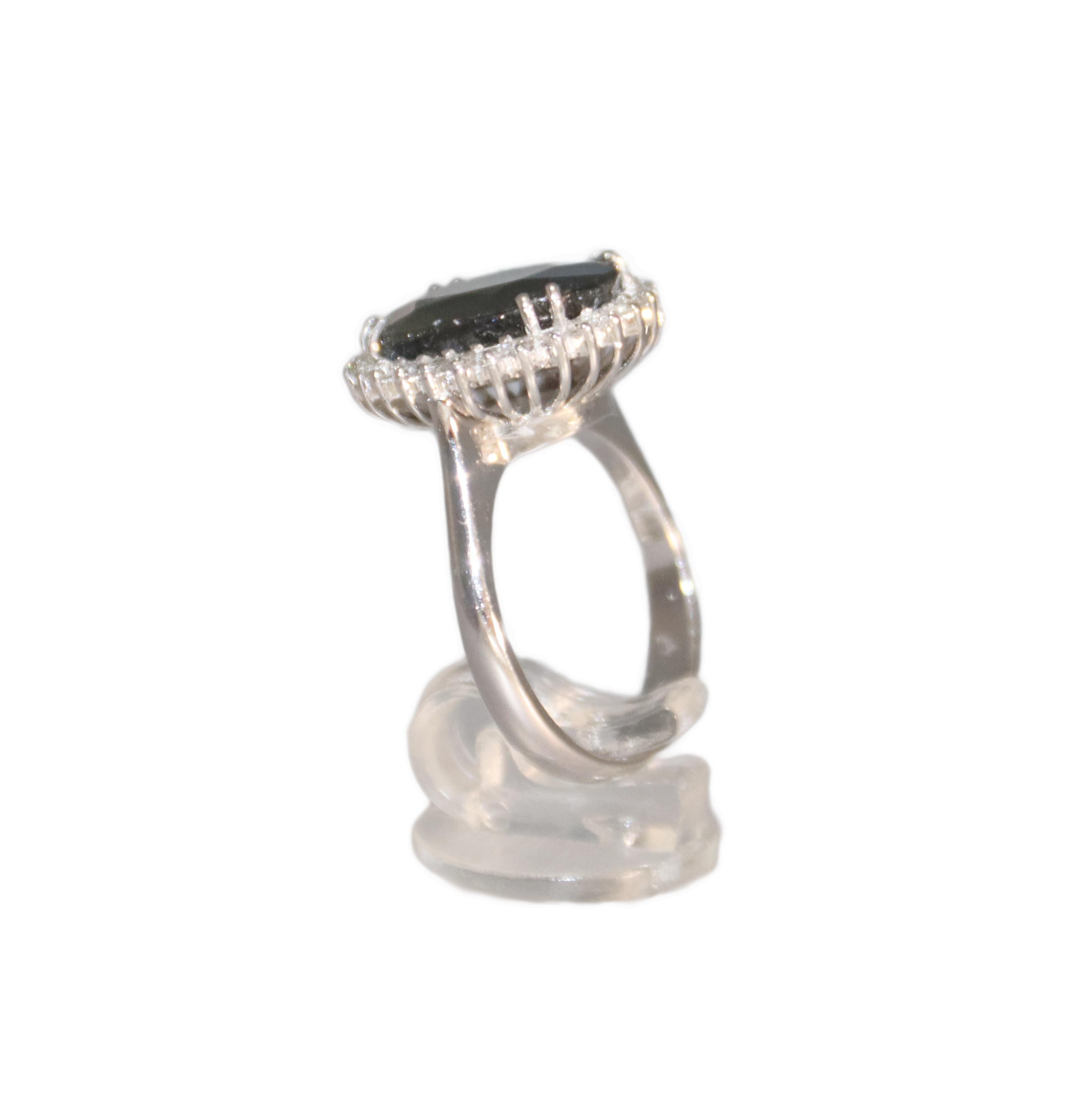 Sapphire Diamonds 18 Karat White Gold Cocktail Ring For Sale 7