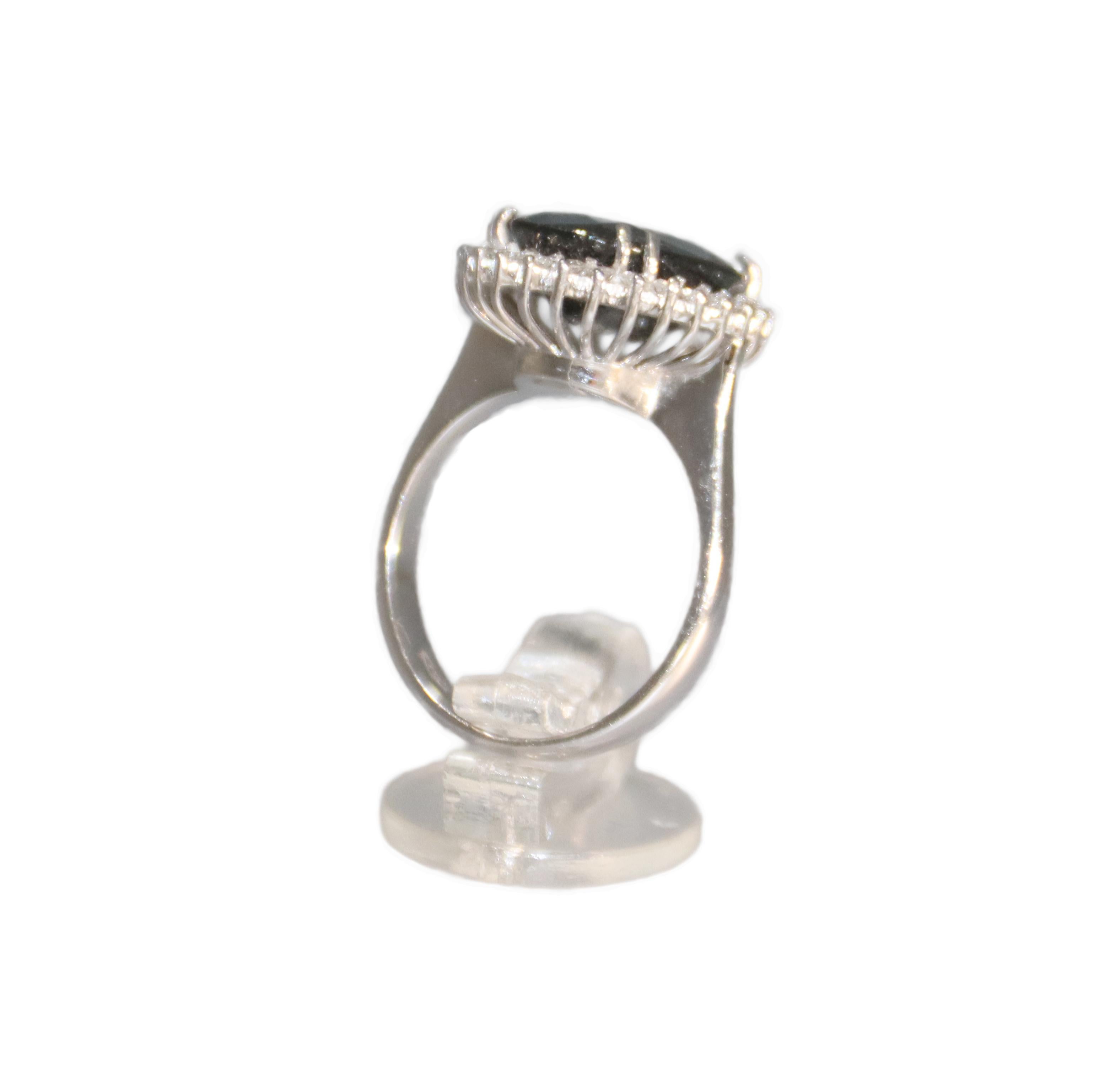 Sapphire Diamonds 18 Karat White Gold Cocktail Ring For Sale 8