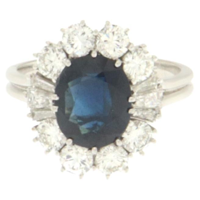 Sapphire Diamonds 18 Karat White Gold Cocktail Ring For Sale