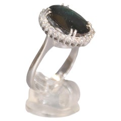 Anello da cocktail con diamanti e zaffiro in oro bianco 18 carati