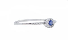 Sapphire, Diamonds, 18 Karat White Gold Modern Ring