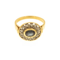 Bague en argent et or jaune 18 carats avec saphir et diamants