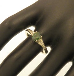 Green Sapphire Diamonds White Gold Engagement Ring