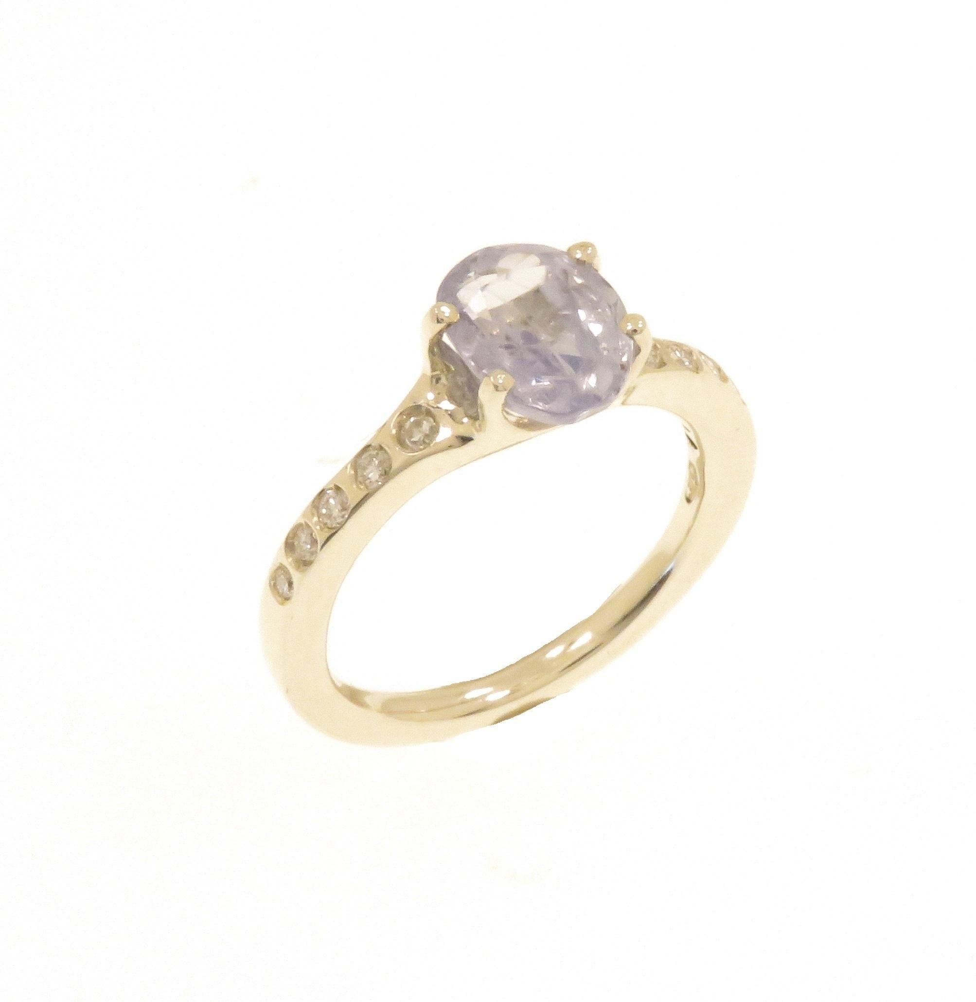 Contemporary Sapphire Diamonds 9K White Gold Ring For Sale