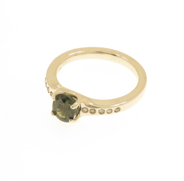 Sapphire Ring With 0.08Ct Diamonds In 9ct White Gold
