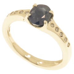 Saphir-Diamanten-Ring aus 9 Karat Weißgold
