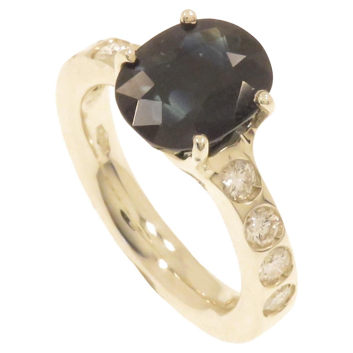 Saphir-Diamanten 9K Weißgold Ring