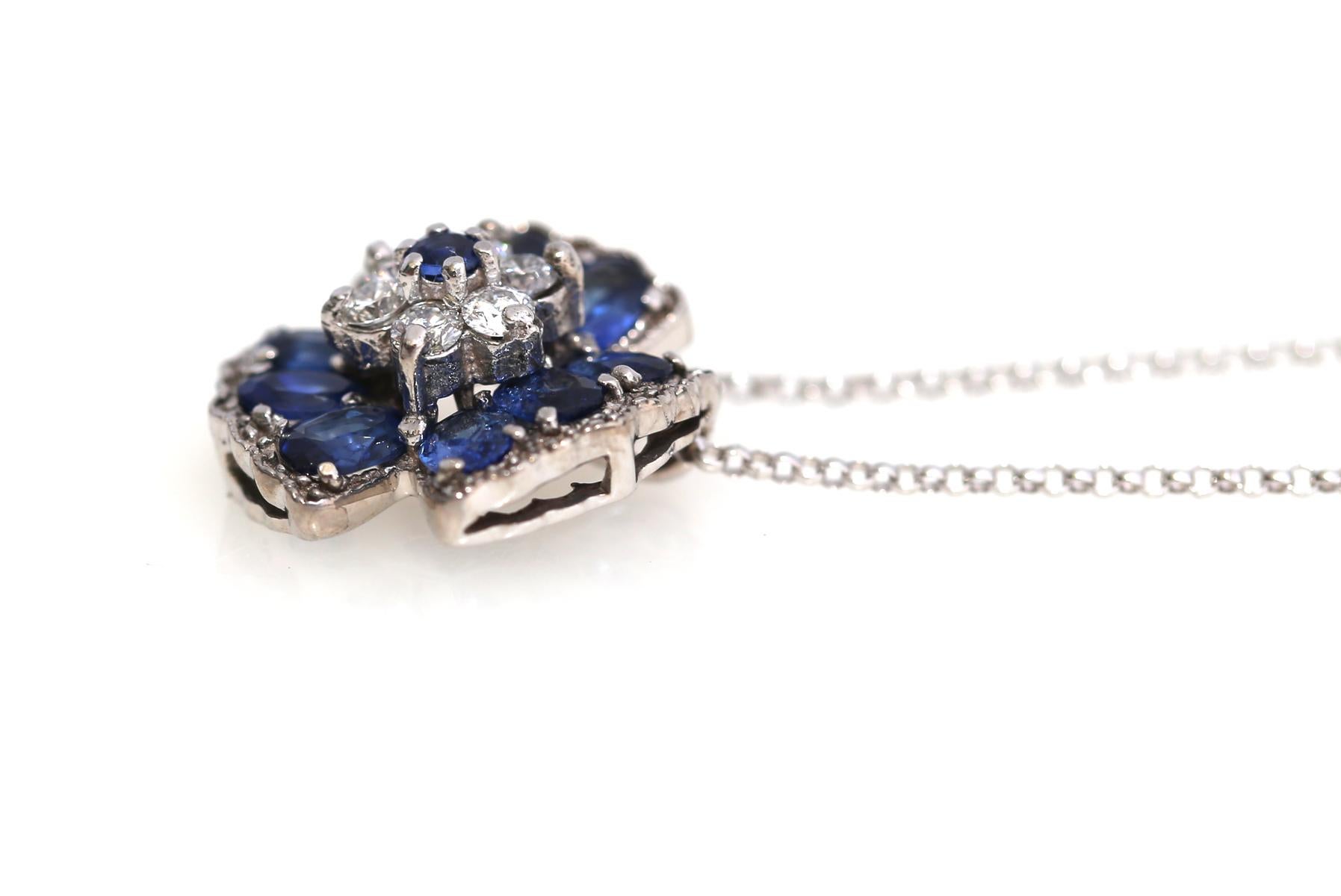 Sapphire Diamonds Pendant Earrings Chain Set, 2020 5