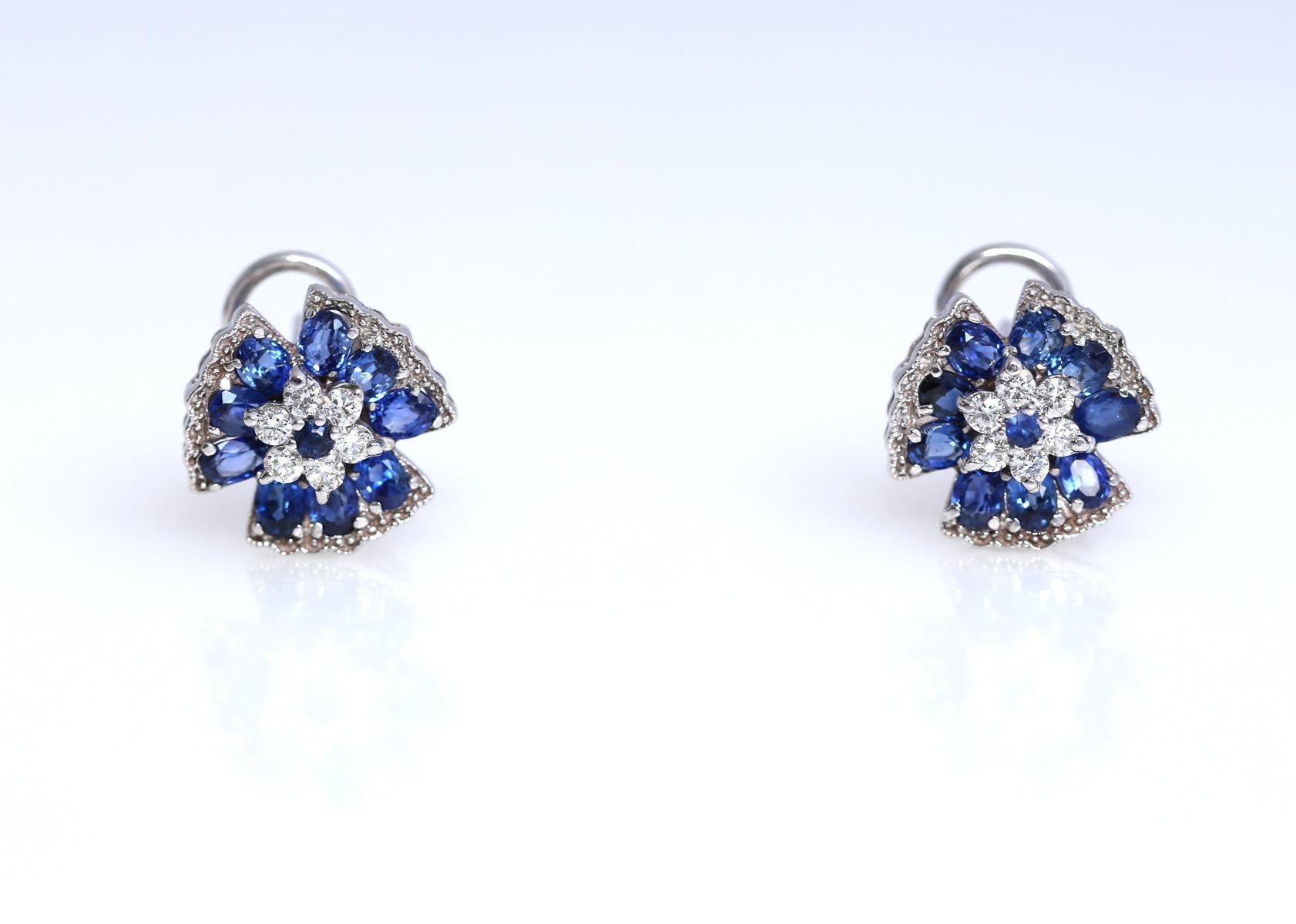 Women's Sapphire Diamonds Pendant Earrings Chain Set, 2020