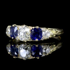 Sapphire Diamonds Ring 18 Carat Five-Stone Ring