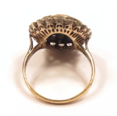 Sapphire Diamonds Silver Yellow Gold Vintage Dome Ring