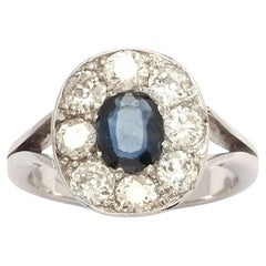 Oval Sapphire & Diamonds Ring Vintage