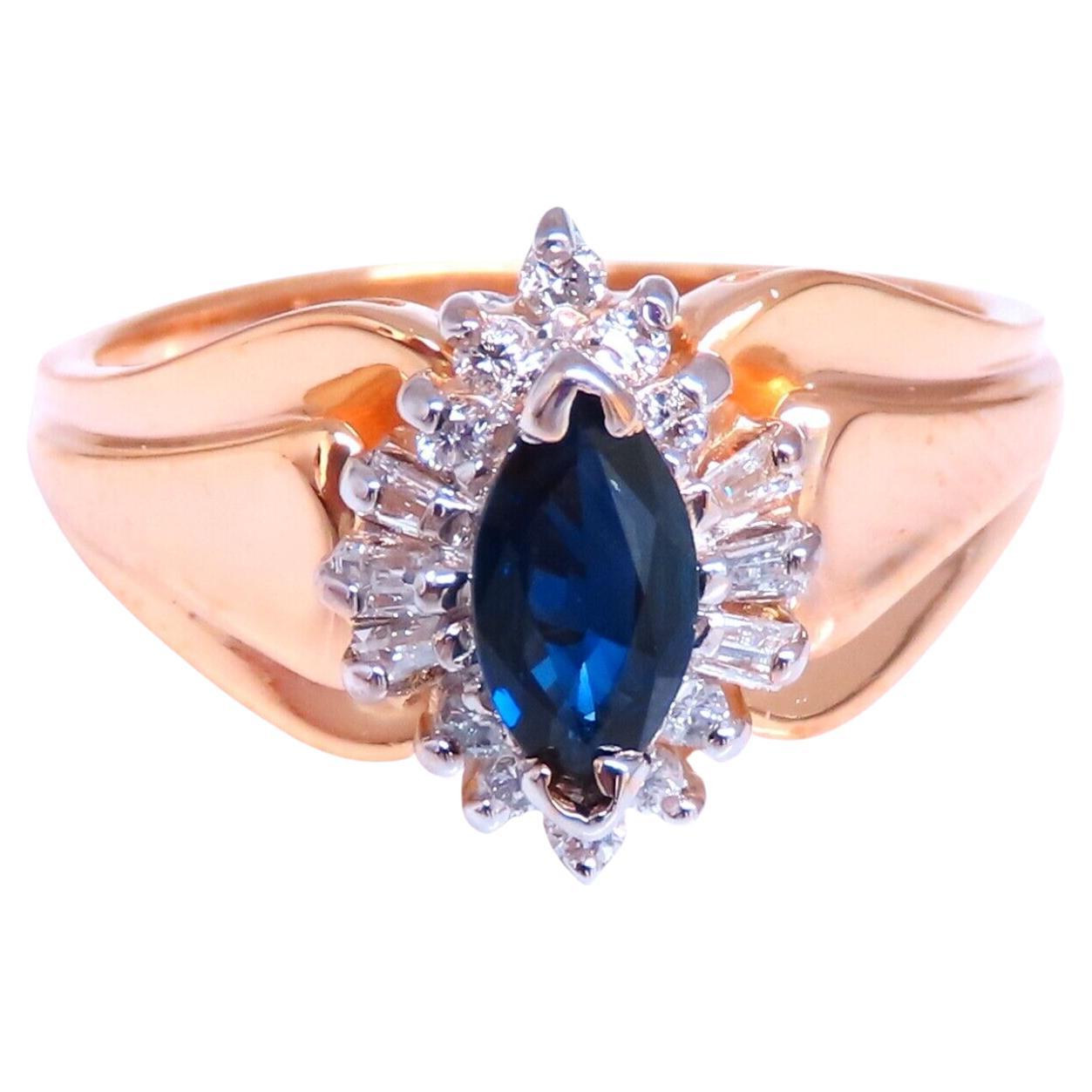 Sapphire Diamonds Standard Cathedral Ring 14kt For Sale