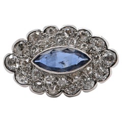 Sapphire Diamonds White Gold 18 Carats Brooche