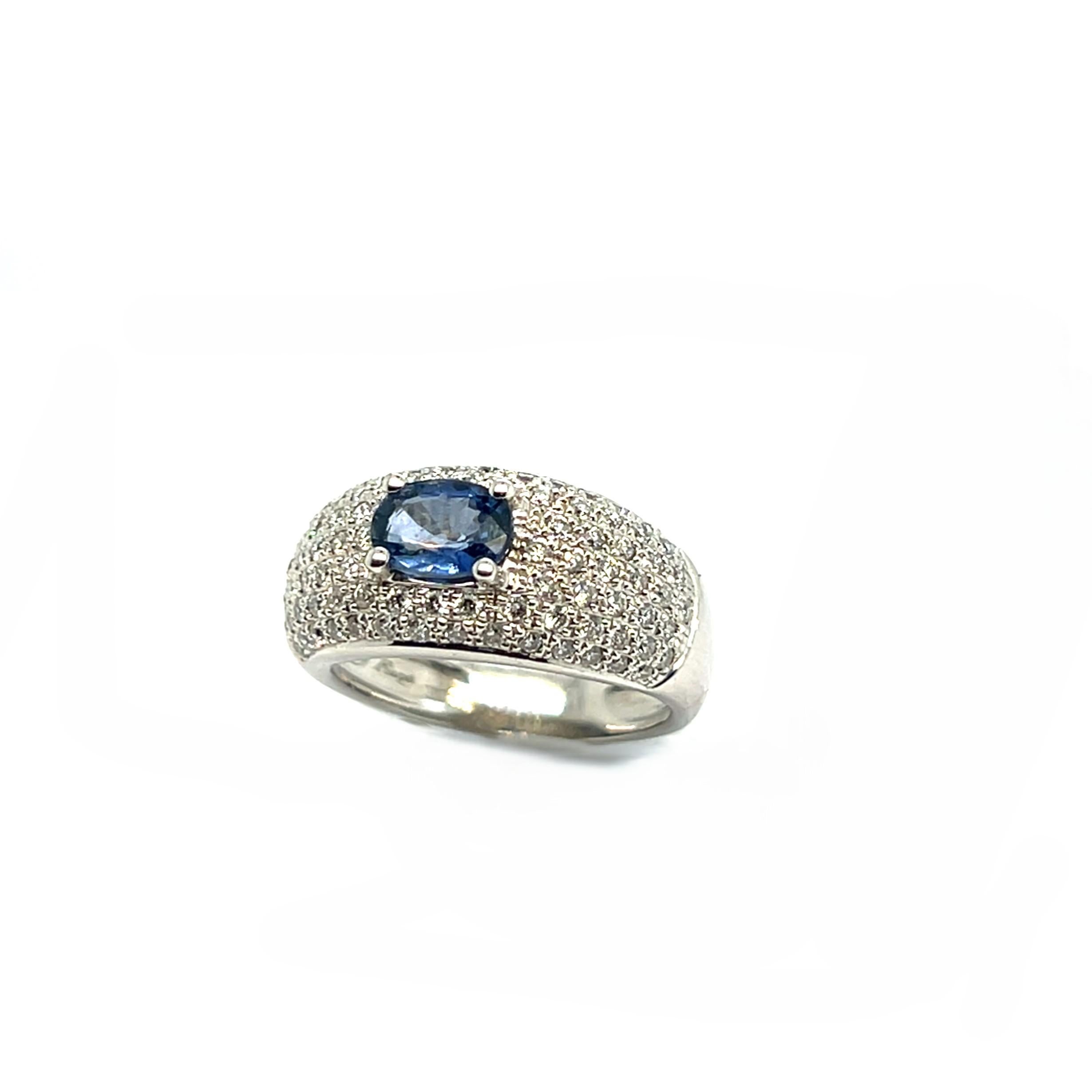 Saphir Diamanten Weißgold Cocktail Ring (Moderne) im Angebot