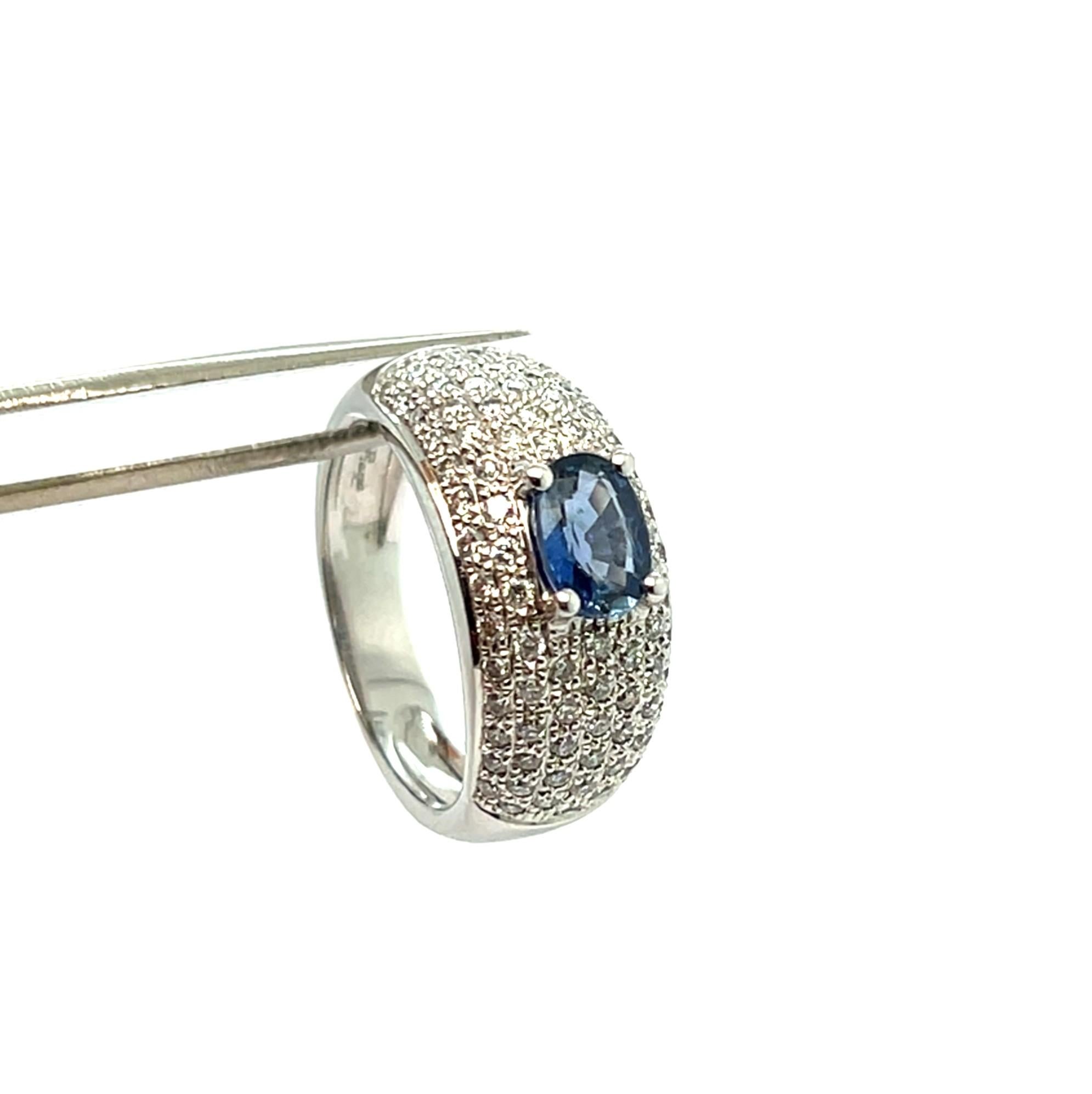 Saphir Diamanten Weißgold Cocktail Ring Damen im Angebot