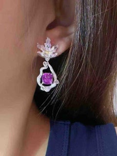 Sapphire Drop Earrings 1.14ct Diamonds 18K