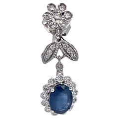 Sapphire Drop Earrings w/ Diamond Surround 18K