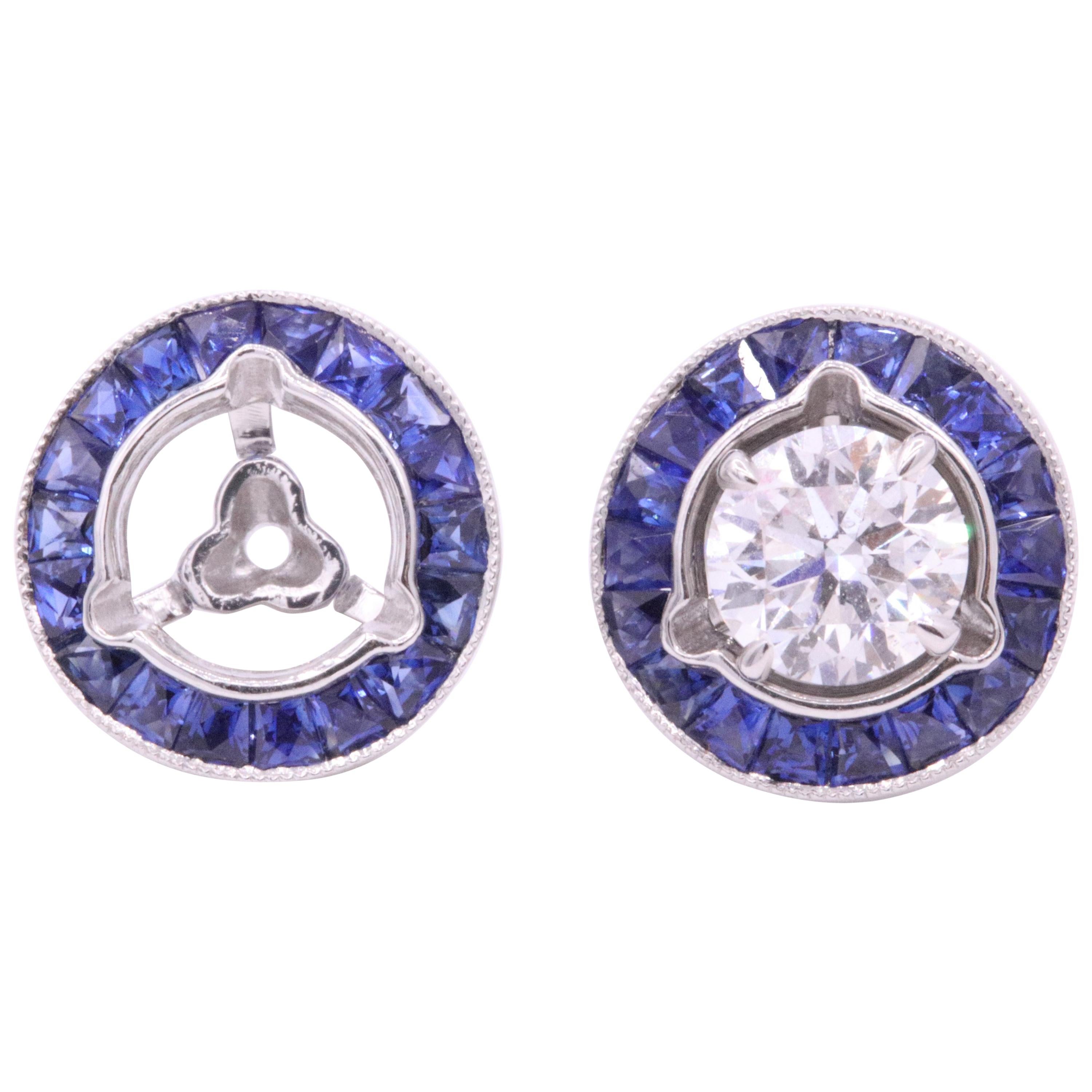 Sapphire Earring Jackets 1.03 Carat Platinum at 1stDibs