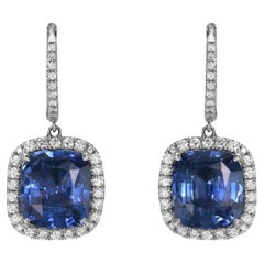 Stunning 11.24 Carat "Ceylon" Blue Sapphire and Diamond Earrings – Luxury Gift
