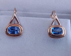 Sapphire Earrings hanger 18 k