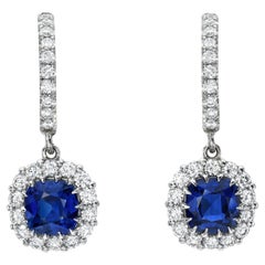 Boucles d'oreilles exquises en saphir bleu de Ceylan et diamants - 1stDibs Sapphire Jewelry