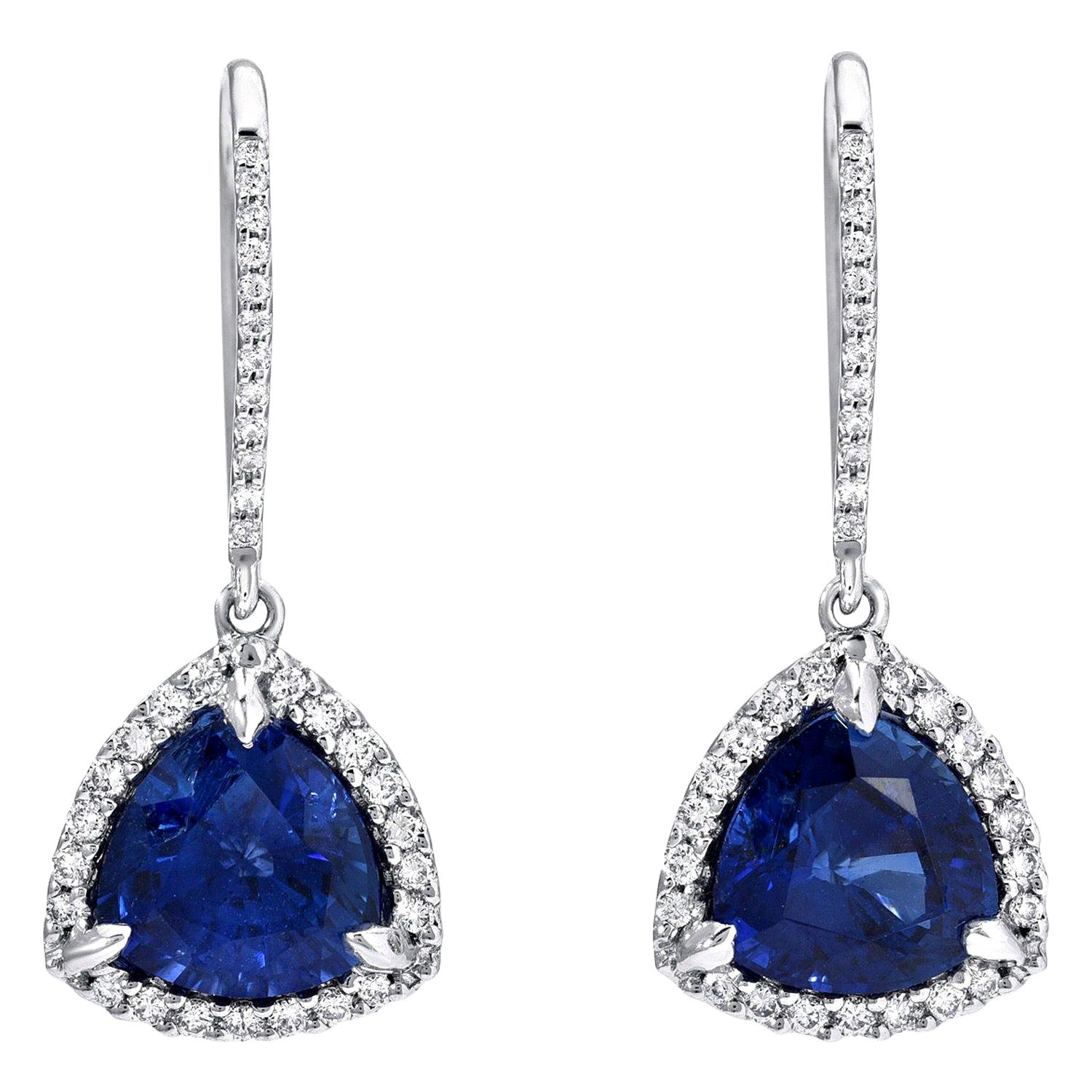 Sapphire Earrings 3.14 Carat Trillions