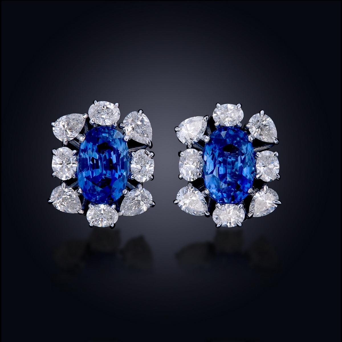 Oval Cut Sapphire Earrings For Sale