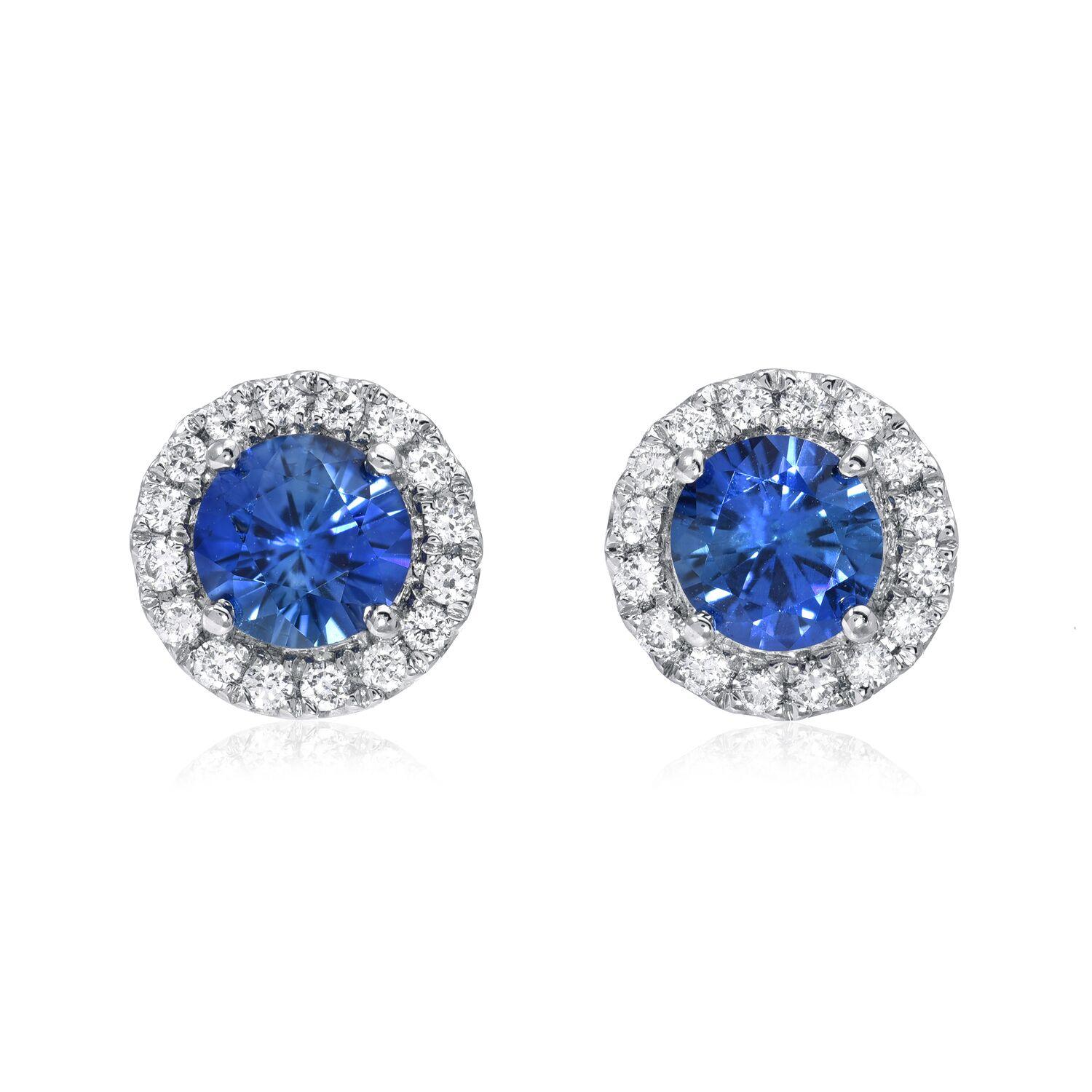 Sapphire Earrings Round 0.97 Carats (Moderne)
