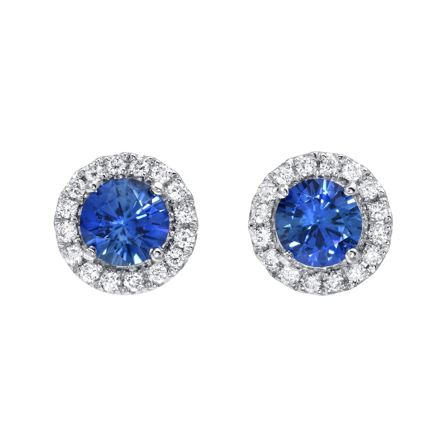 Sapphire Earrings Round 0.97 Carats