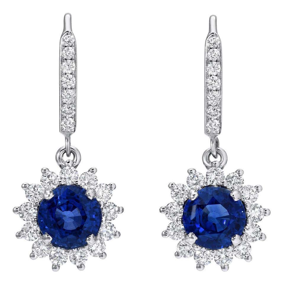 Antique Sapphire Drop Earrings - 730 For Sale at 1stdibs