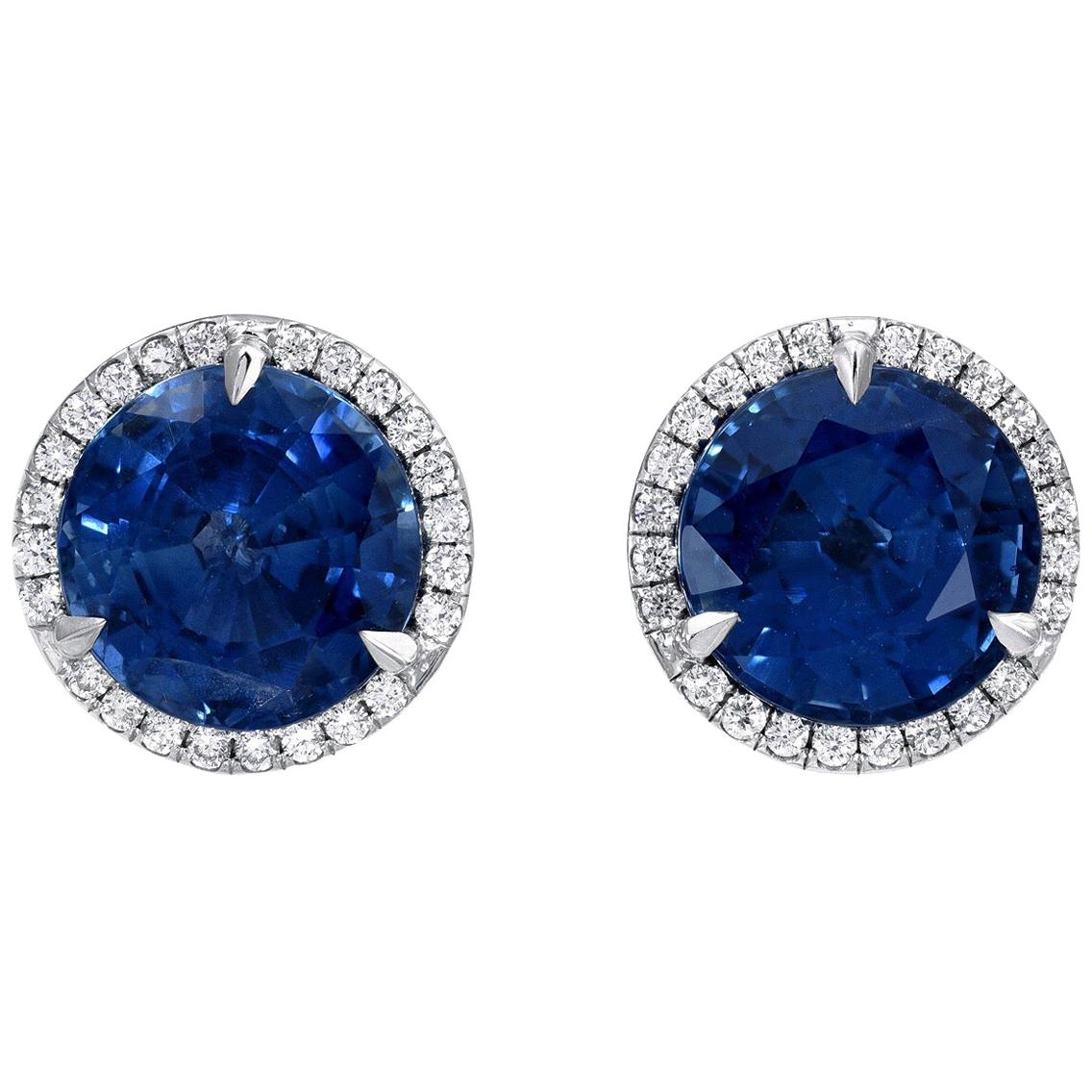 Sapphire Earrings Round Studs 4.12 Carat