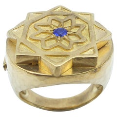 Sapphire Eight Pointed Star Silver Gold Plated Cocktail Ring by Vicente Gracia