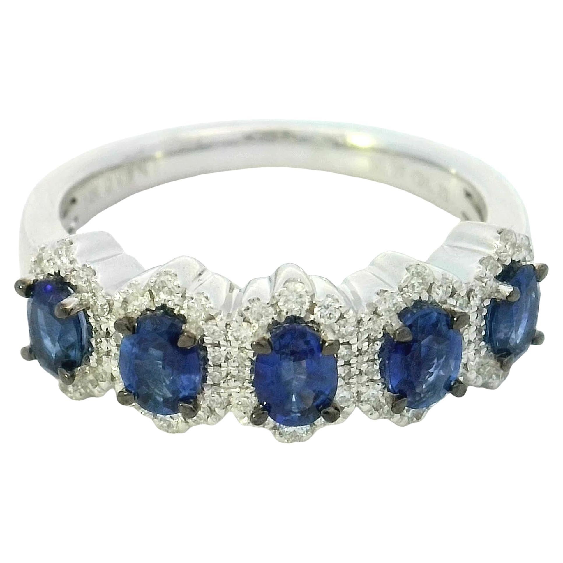 Anello di diamanti Eleg con zaffiro