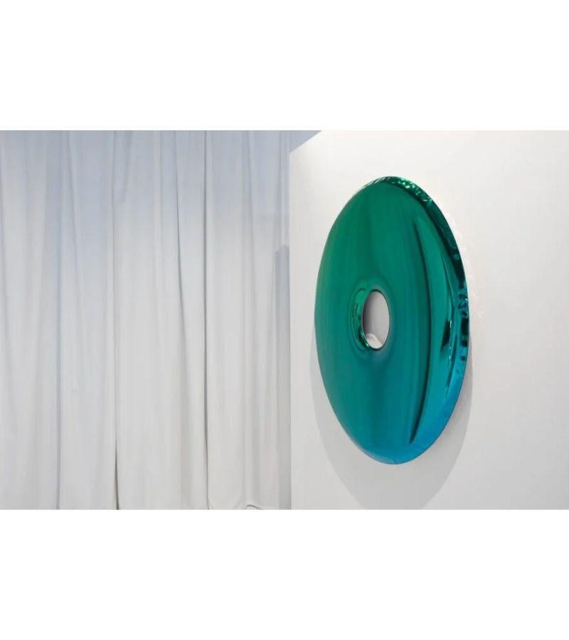 Lacquered Sapphire Emerald Rondo 150 Wall Mirror by Zieta For Sale