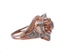 Sapphire, Emeralds, Diamonds, Rose Gold and Silver Ring.