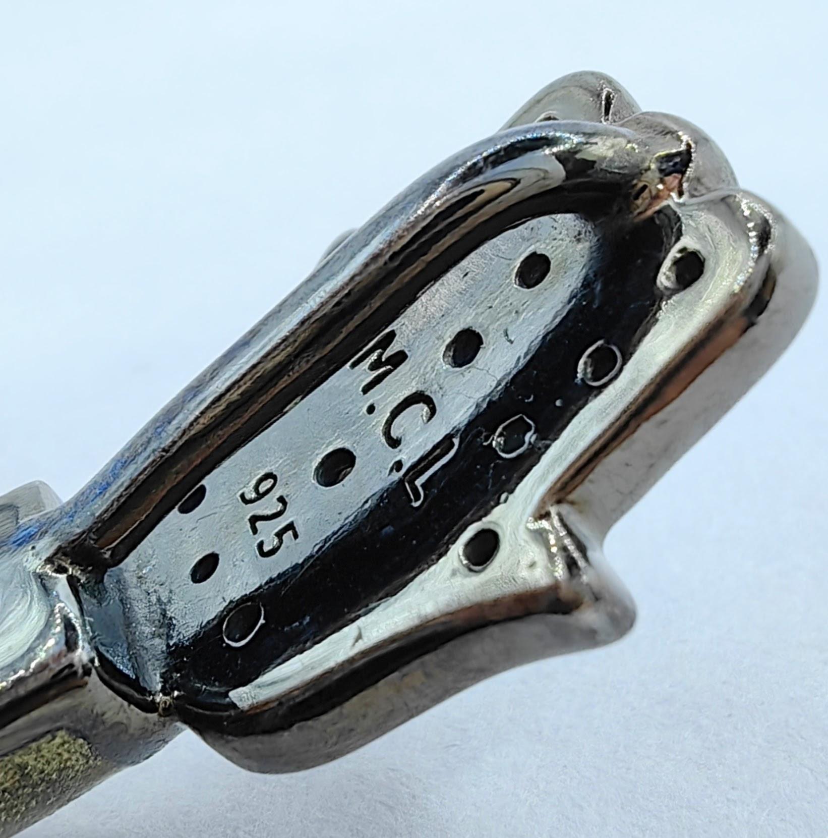 Hand-Manschettenarmband aus Hamsa mit Saphirenbesetztem Saphir und Evil Eye aus Sterlingsilber 2
